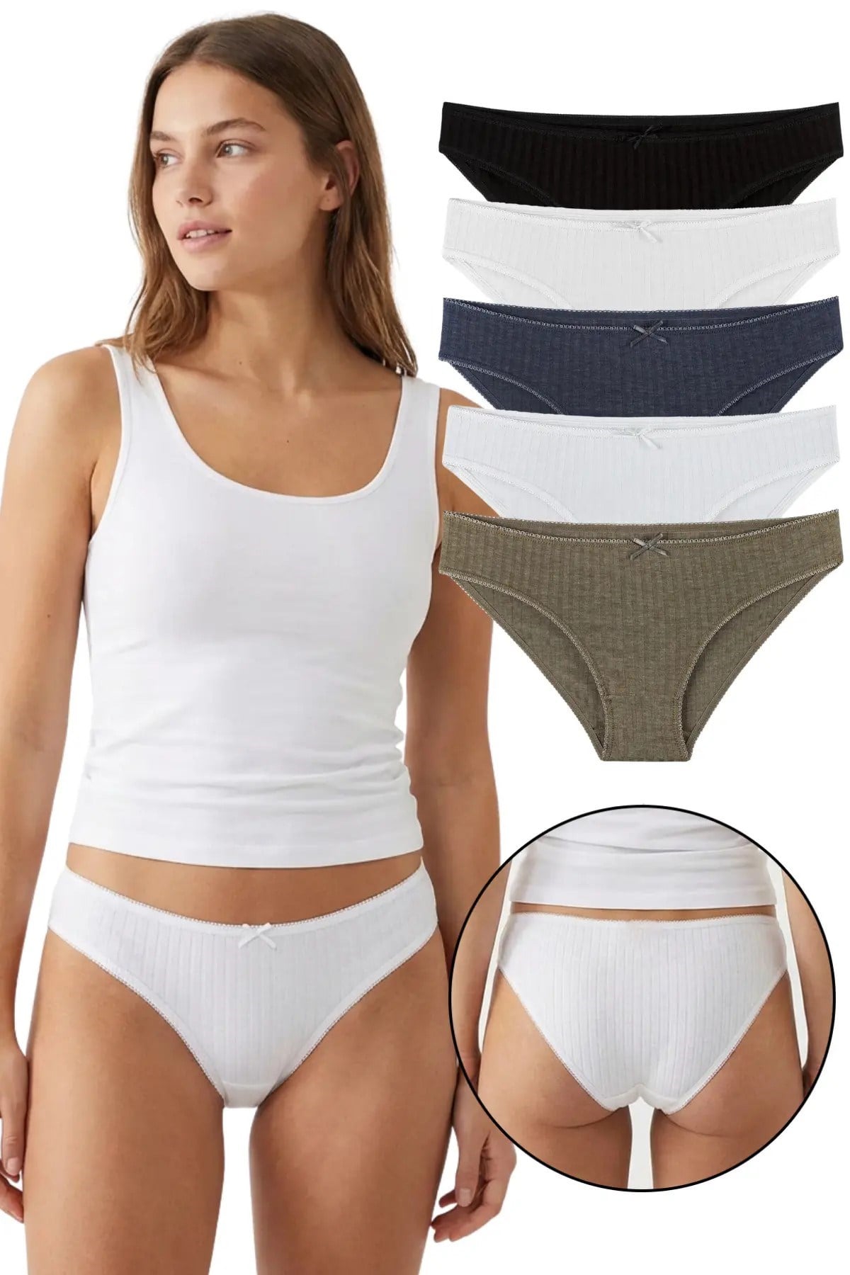 Sensu Kadın Dantelli Slip Külot Soft Renkler 5 li Paket Set