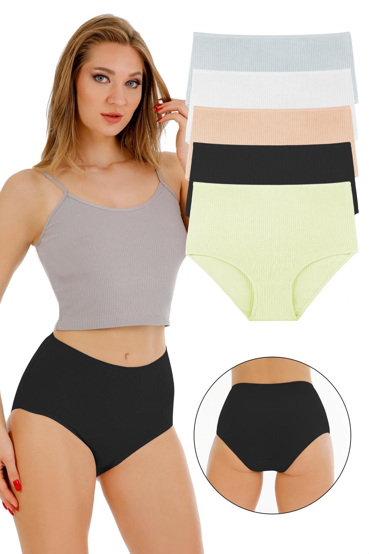 Sensu Kadın Fitilli Yüksek Bel 5Lİ Külot Set - KTS3095-5 KARIŞIK