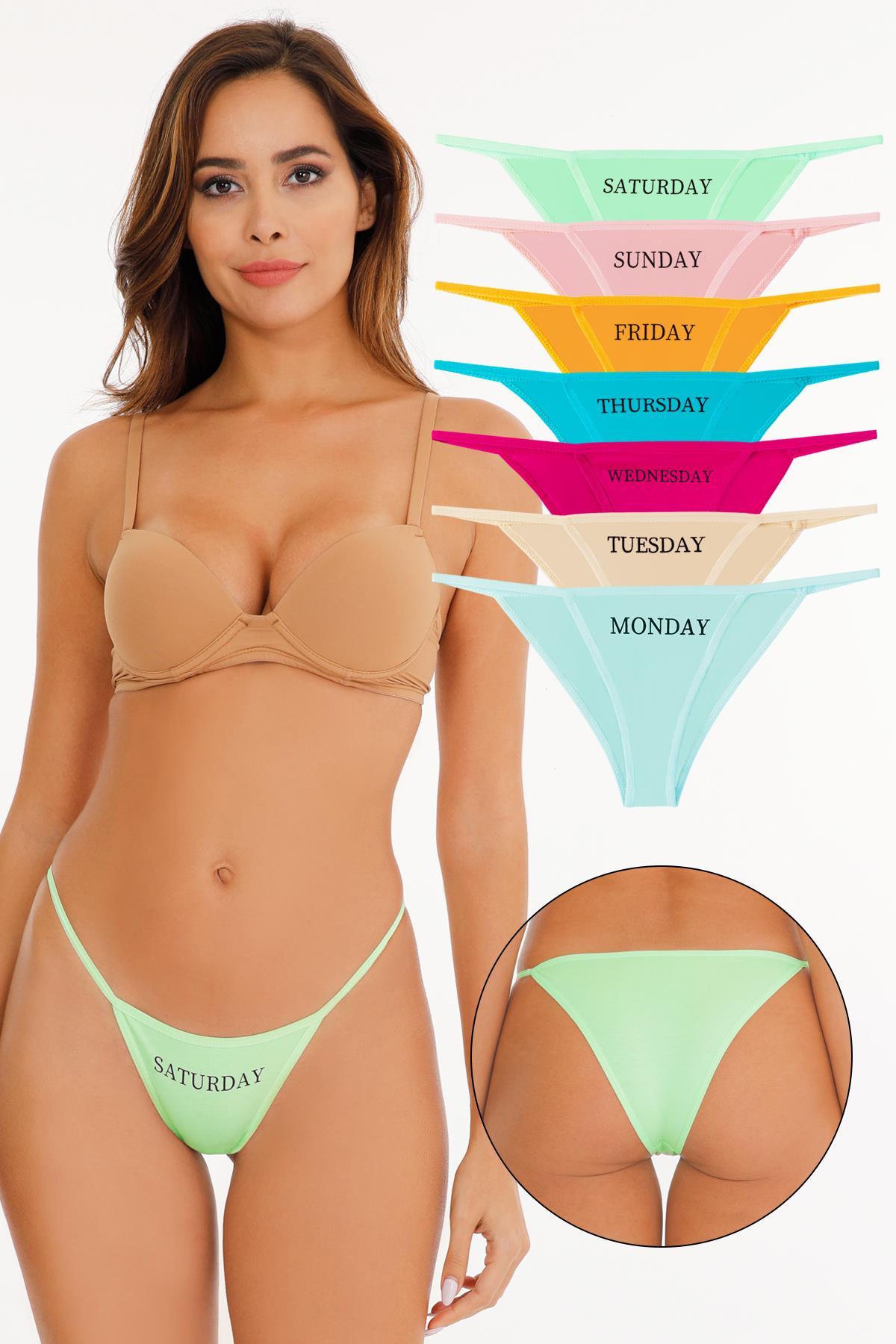 Sensu Kadın Gün Baskılı 7li Slip Bikini Külot MODEL2
