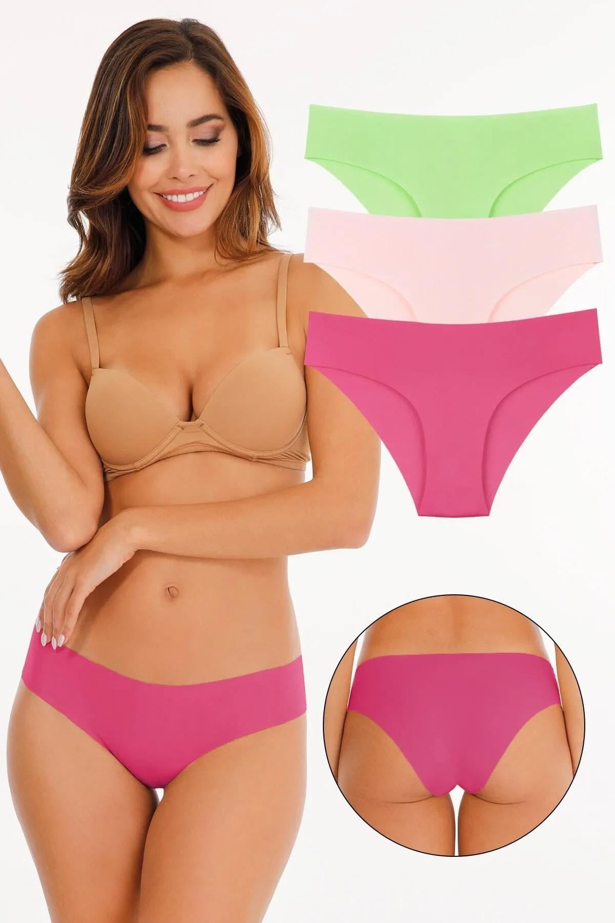 Sensu Kadın Lazer Kesim Likralı Külot 3'lü Paket Set YESIL
