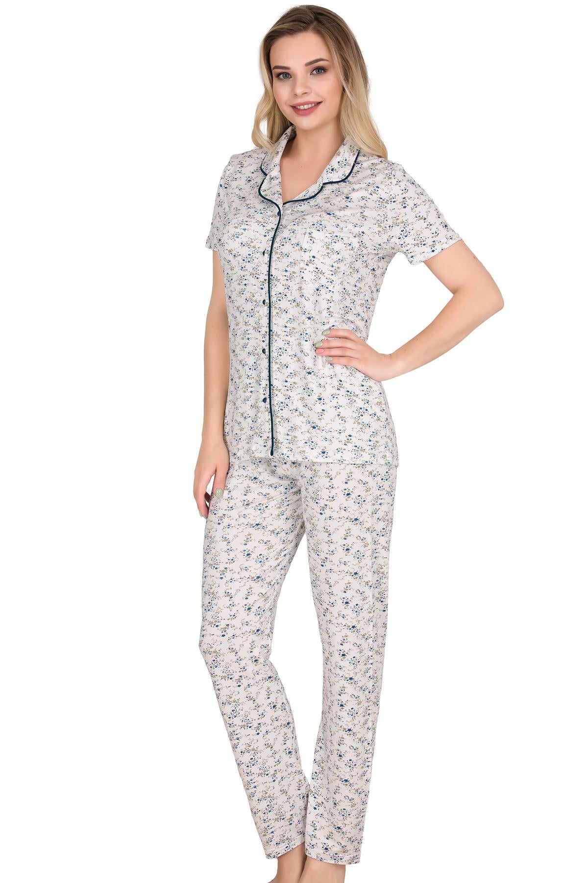 Sensu Kadın Pijama Takımı Kısa Kollu Düğmeli  PJ3005