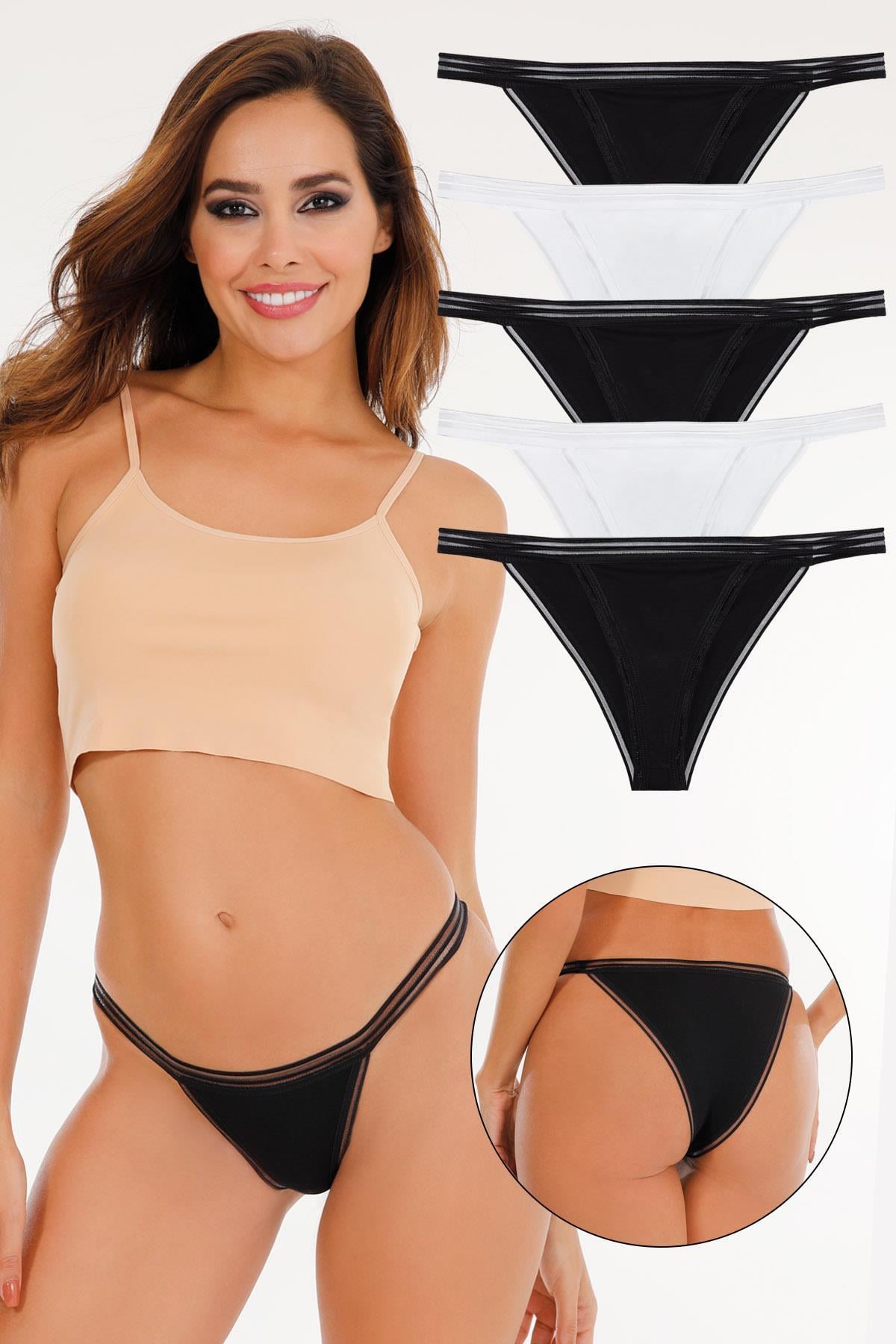 Sensu Kadın Transparan Lastikli Bikini Model  Külot 7li Paket Set KTS3068 MODEL2