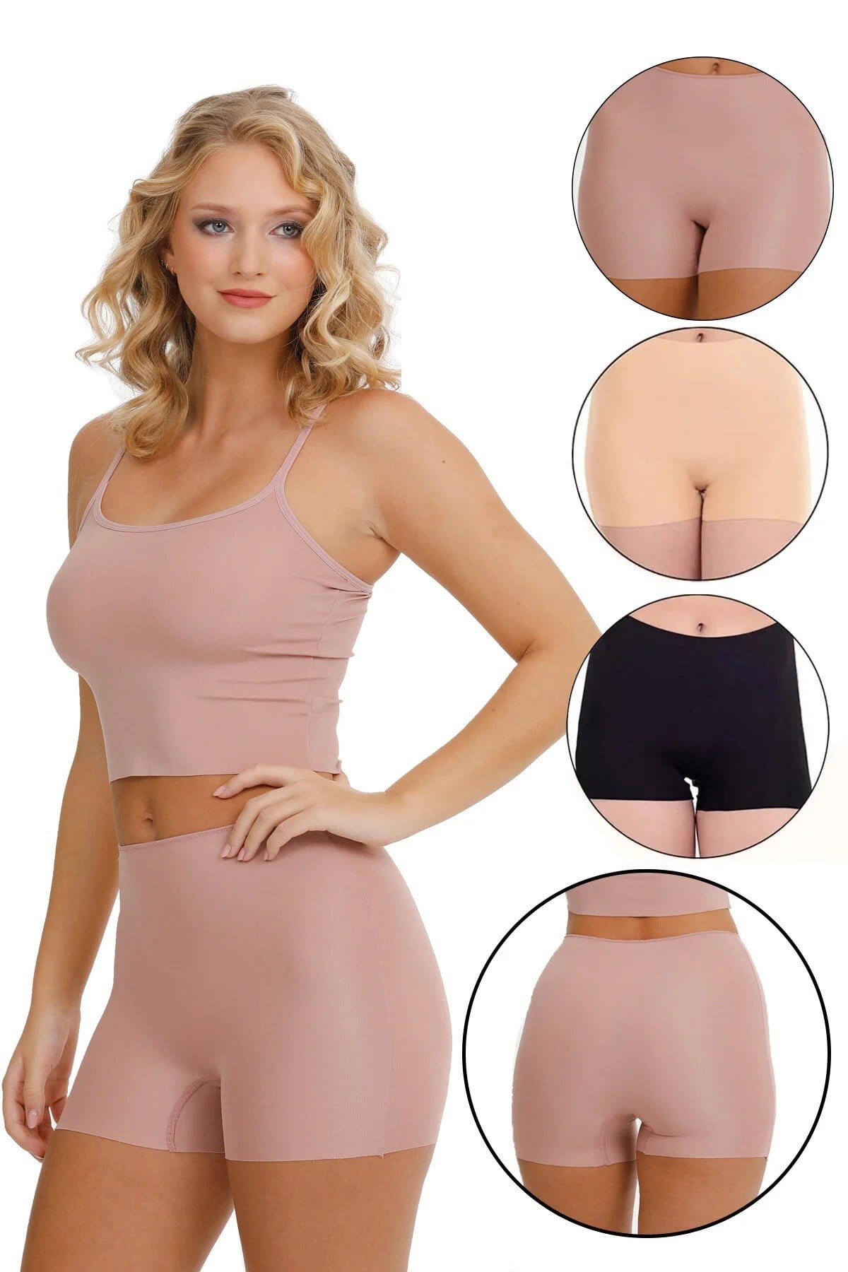Sensu Lazer Kesim Yüksek Bel Şort 3 lü Set  MODEL5