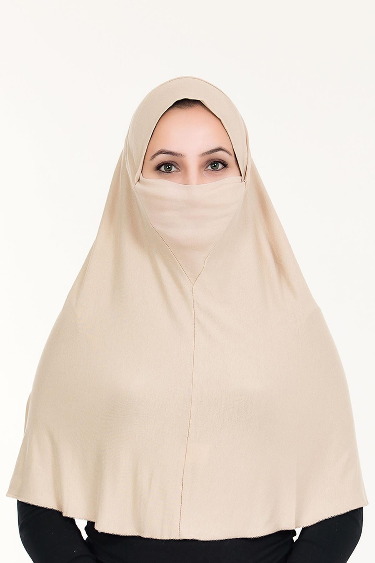 Sensu Peçeli Hazır Türban Pratik Şal Hijab Namaz Örtüsü TEN