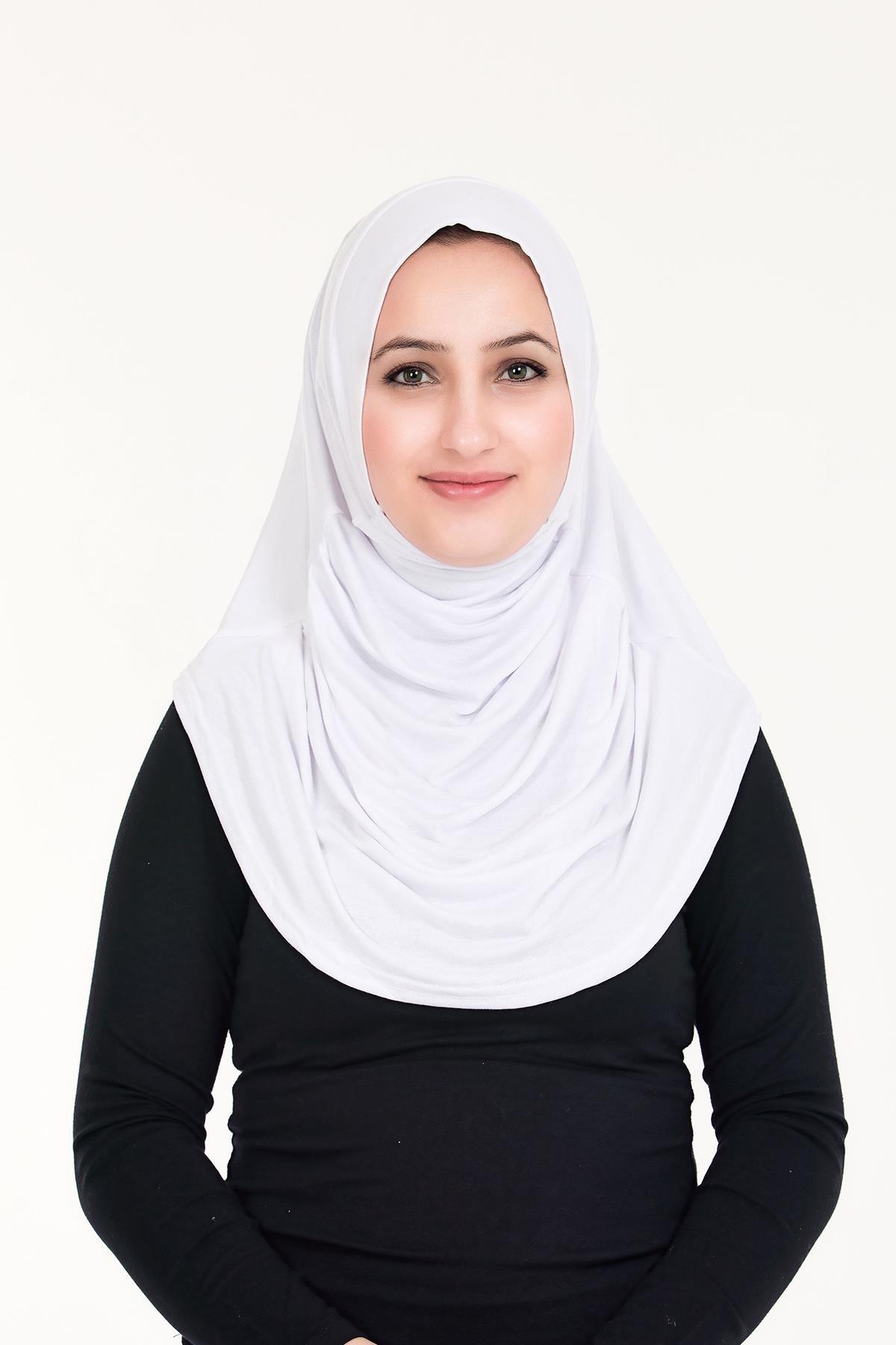 Sensu Tesettür Hazır Türban Pileli Pratik Namaz Örtüsü BEYAZ