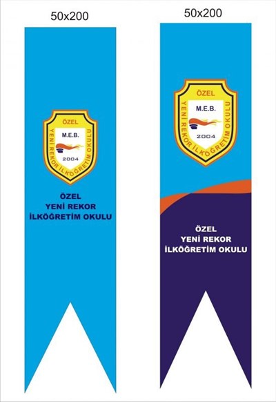 50x150cm.Saten Kumaş Özel Logolu Kırlangıç Bayrak
