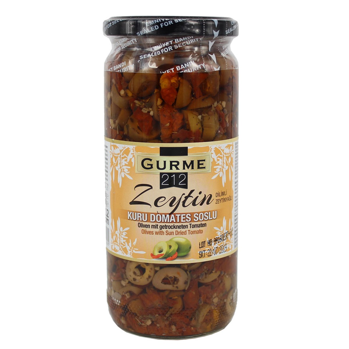 Gurme212 Kurutulmuş Domates Soslu Yeşil Dilim Zeytin