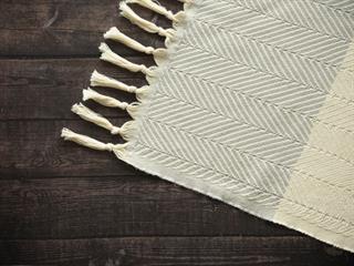 Çift Kişilik 200x250 Balık Sırtı Desen, Gri Renk, Pamuklu, Saçaklı, Yatak Örtüsü