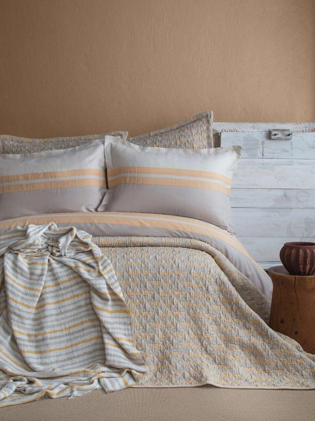 Apricitas Home Pisagor Timeless Prime Çift Kişilik Yatak Örtülü Nevresim Takımı - Bej