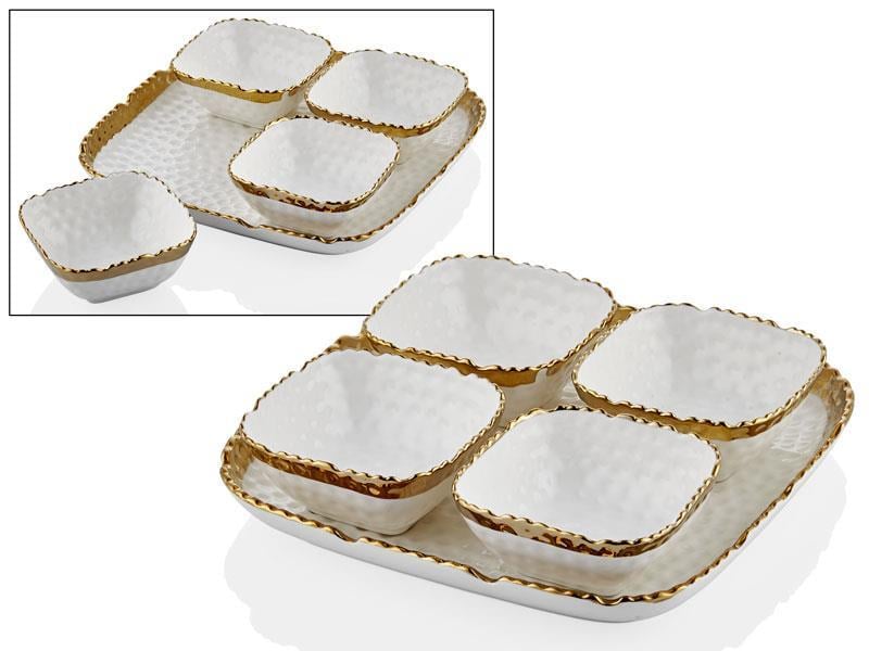 HAMMERED WHITE GOLD 4LÜ KAHVALTILIK SETİ 25,5X25,5X6 CM