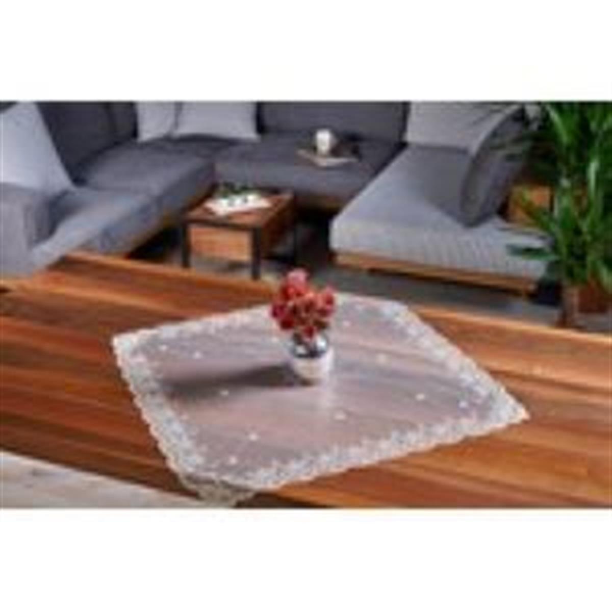 Kare Krem Masa Örtüsü Gipür Tül - 80x80 cm (Model:4303)