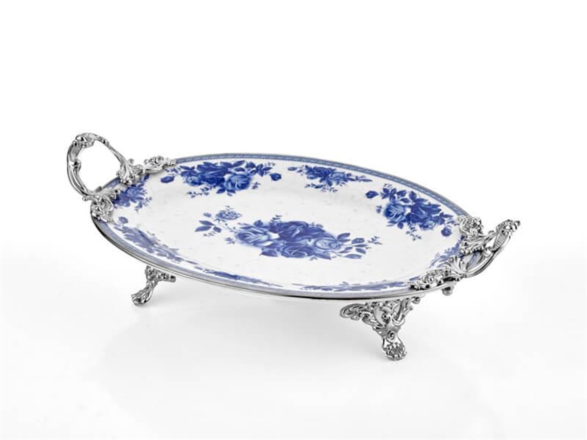 La Madore Rose Blue Oval Tabak 35,5 cm