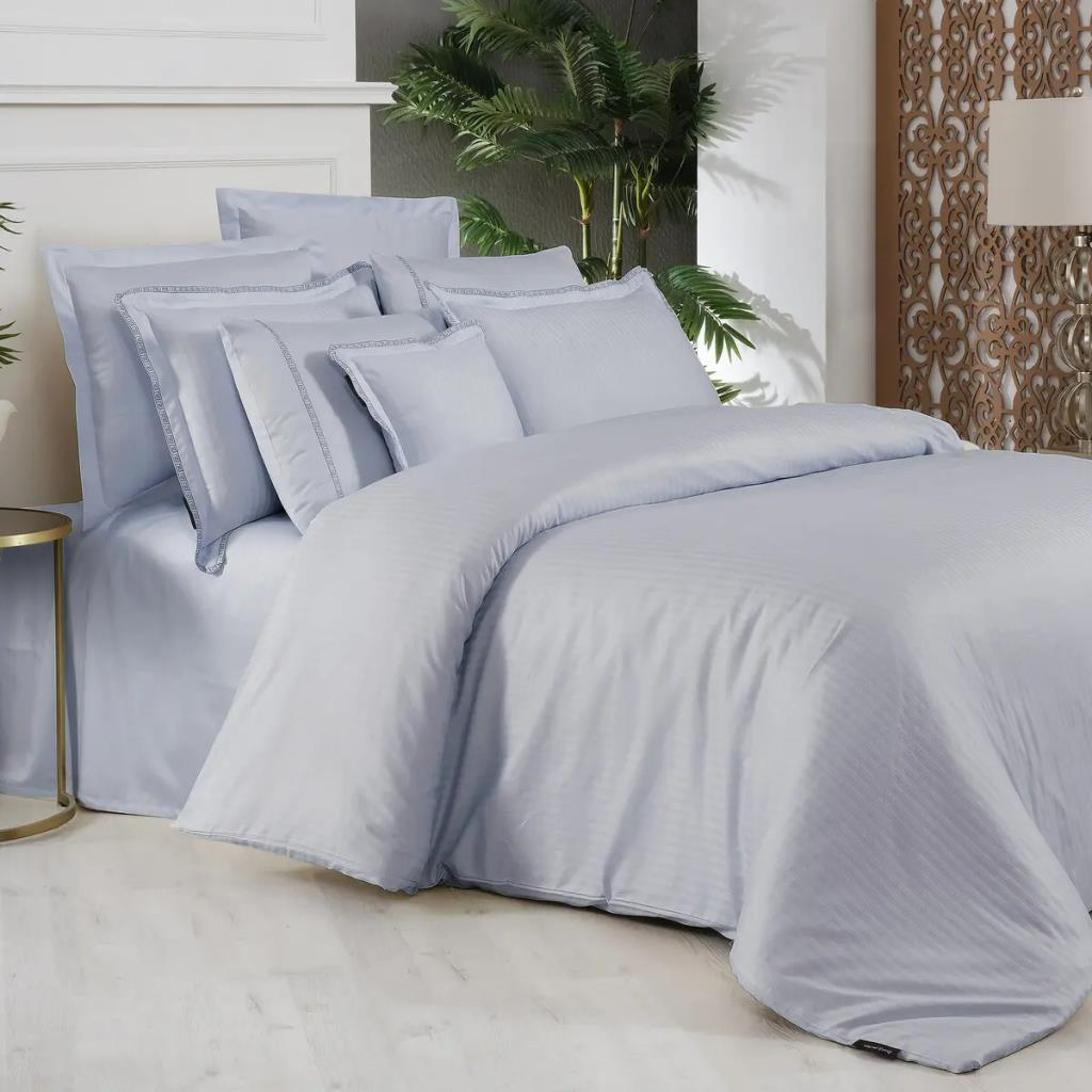 SAREV JACQUARD STRIPE ÇİFT KİŞİLİK NEVRESİM TAKIMI - MAVİ