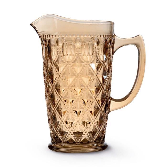 WD Lifestyle Dubai Line Rölyef Süslemeli Cam Sürahi Amber - 1.500 ml