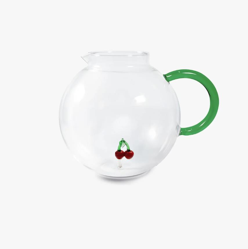 WD Lifestyle Monterey Line Borosilikat Cam Sürahi. Kapasite 1.700 ml. Kiraz Dekorlu