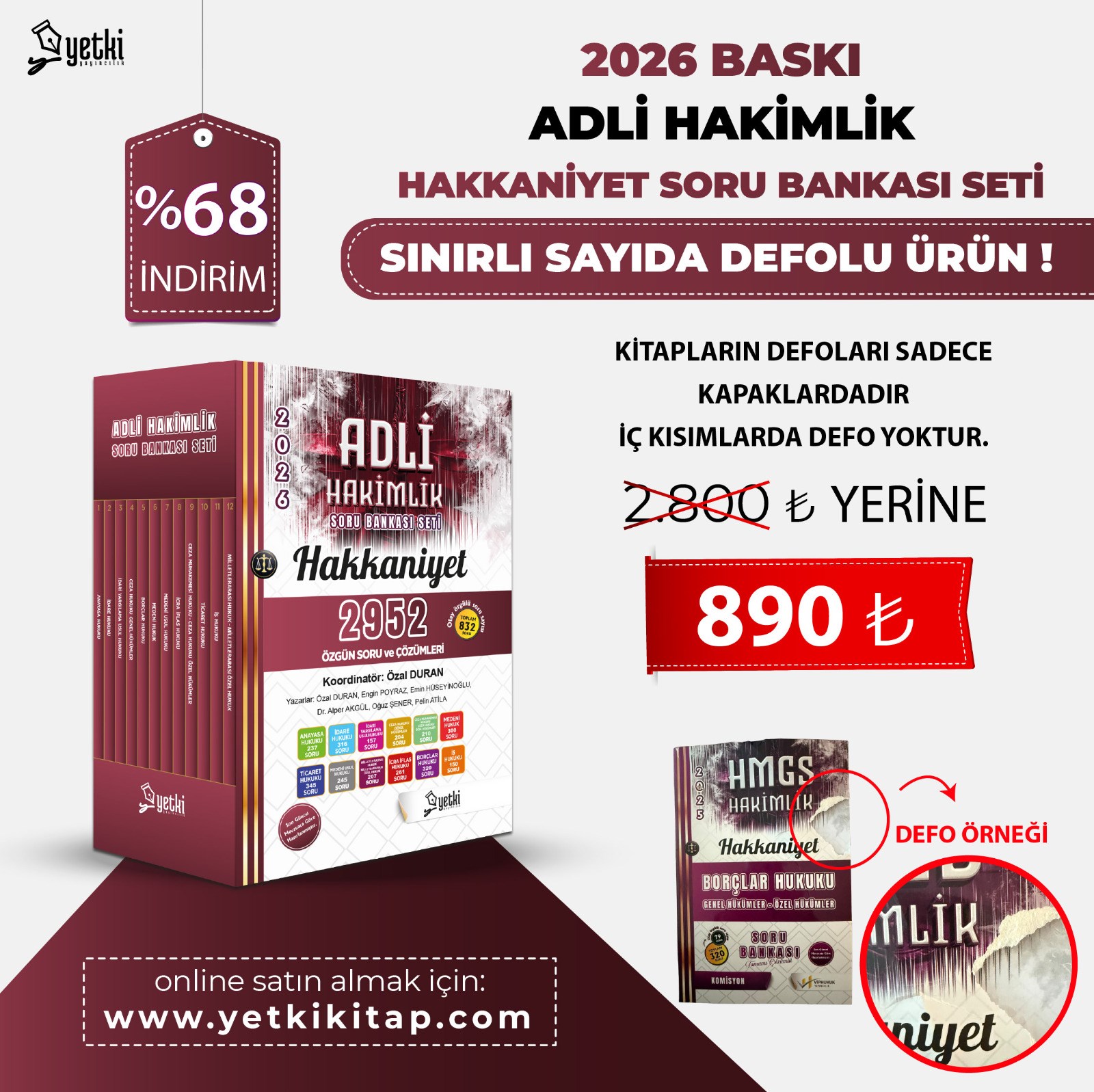 HAKKANİYET ADLİ HAKİMLİK SORU BANKASI SETİ 2026 (DEFOLU)