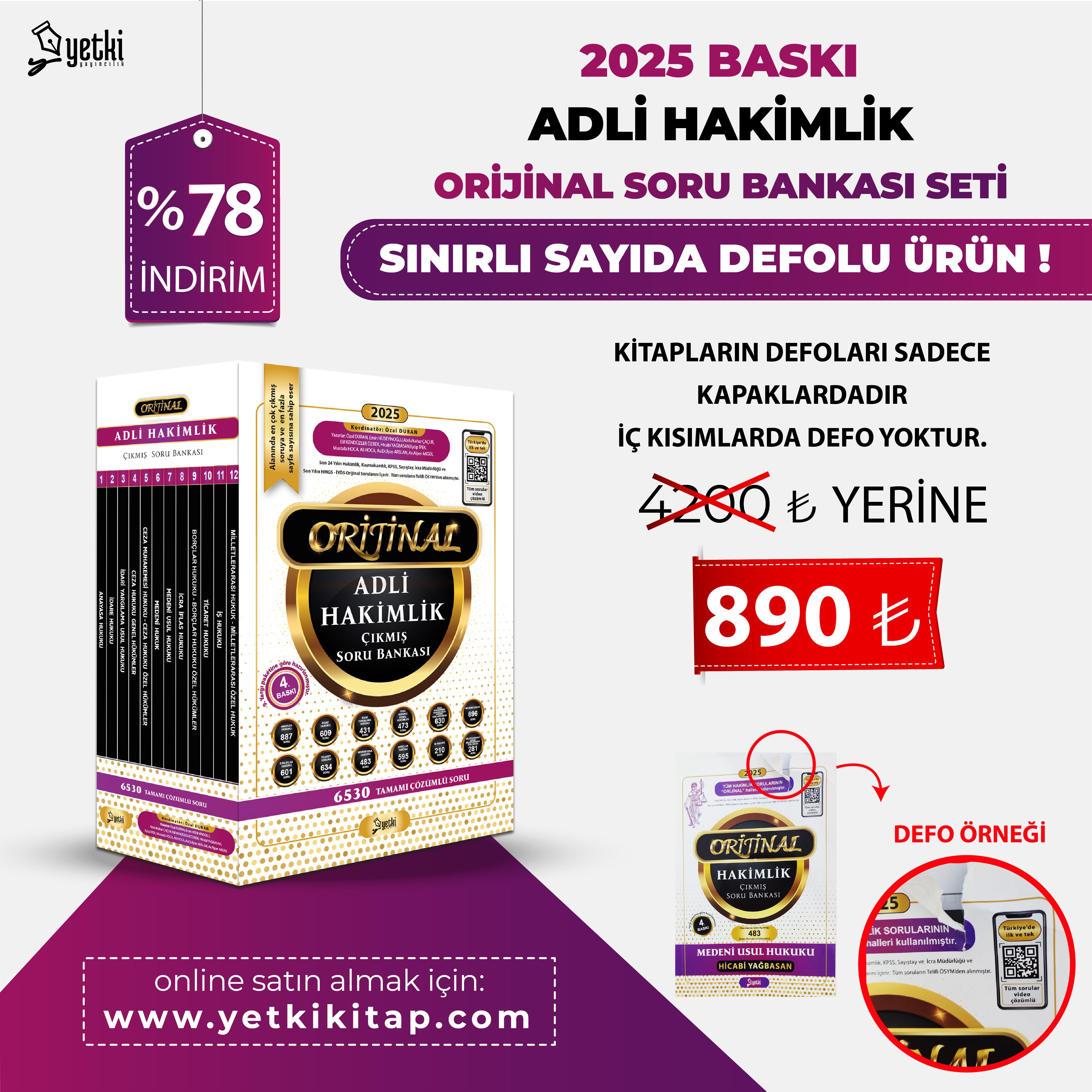 ORİJİNAL ADLİ HAKİMLİK ÇIKMIŞ SORU BANKASI SETİ 2025 DEFOLU