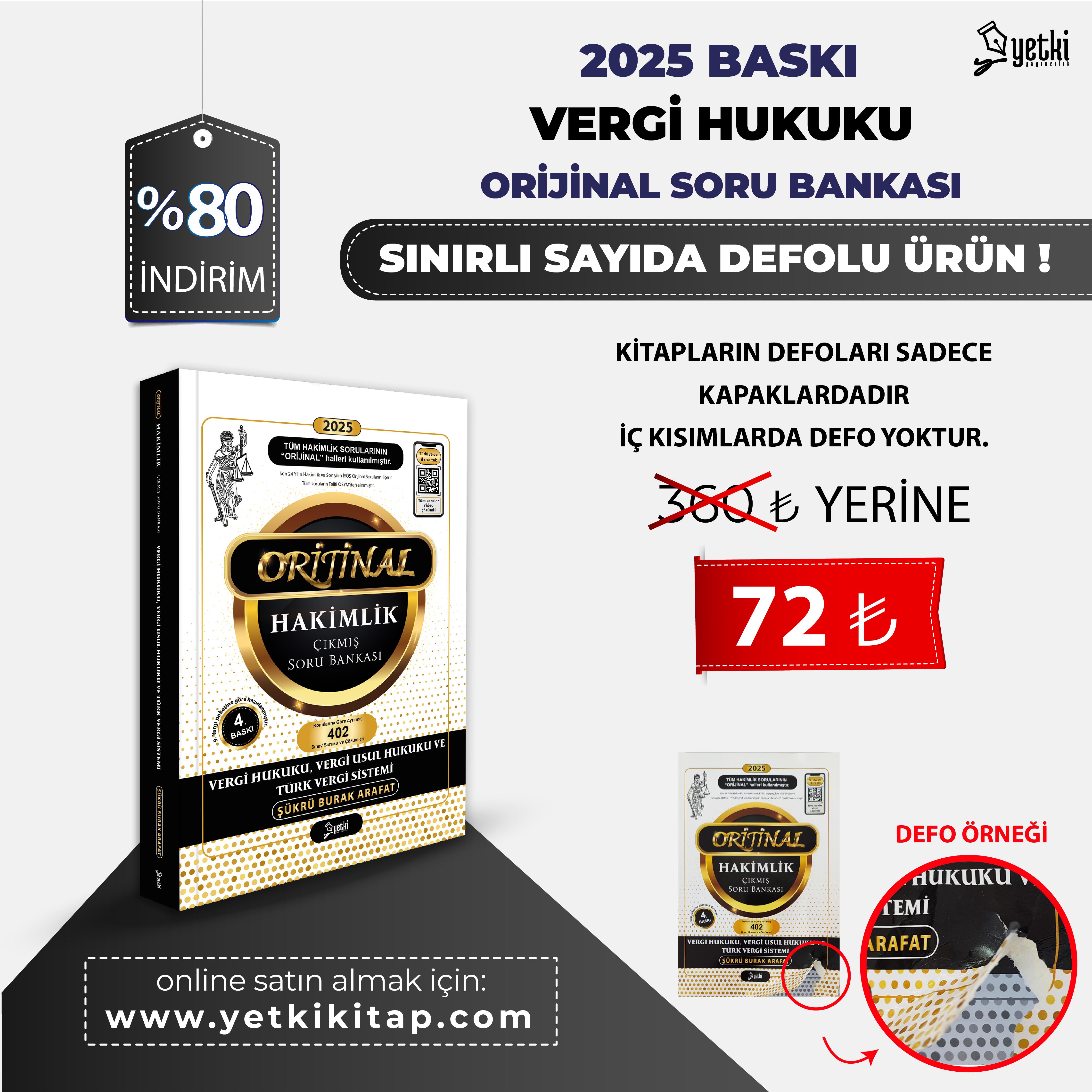 Orijinal Vergi Hukuku, Vergi Usul Hukuku ve Türk Vergi Sistemi hakimlik çıkmış soru bankası 2025 (DEFOLU)