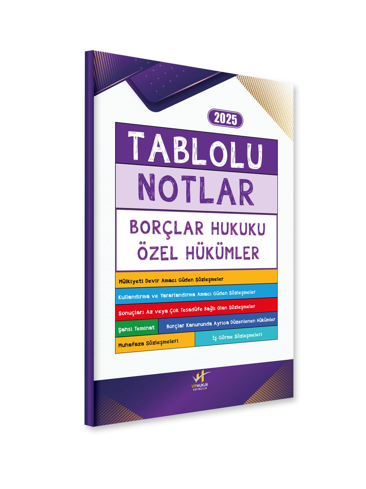 TABLOLU NOTLAR BORÇLAR HUKUKU ÖZEL HÜKÜMLER 2025