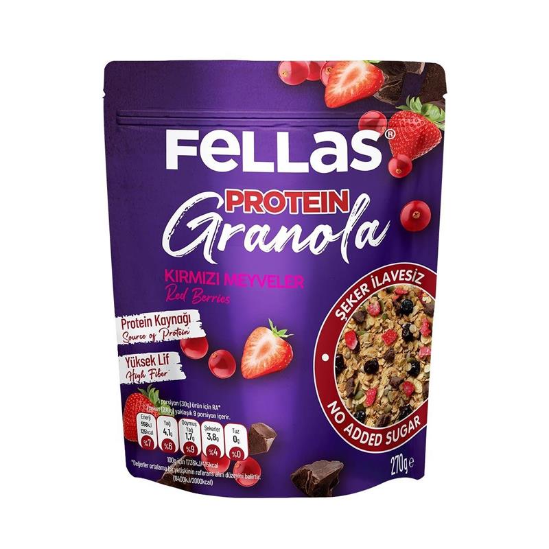 FELLAS PROTEIN GRANOLA KIRMIZI MEYVE 270 GR