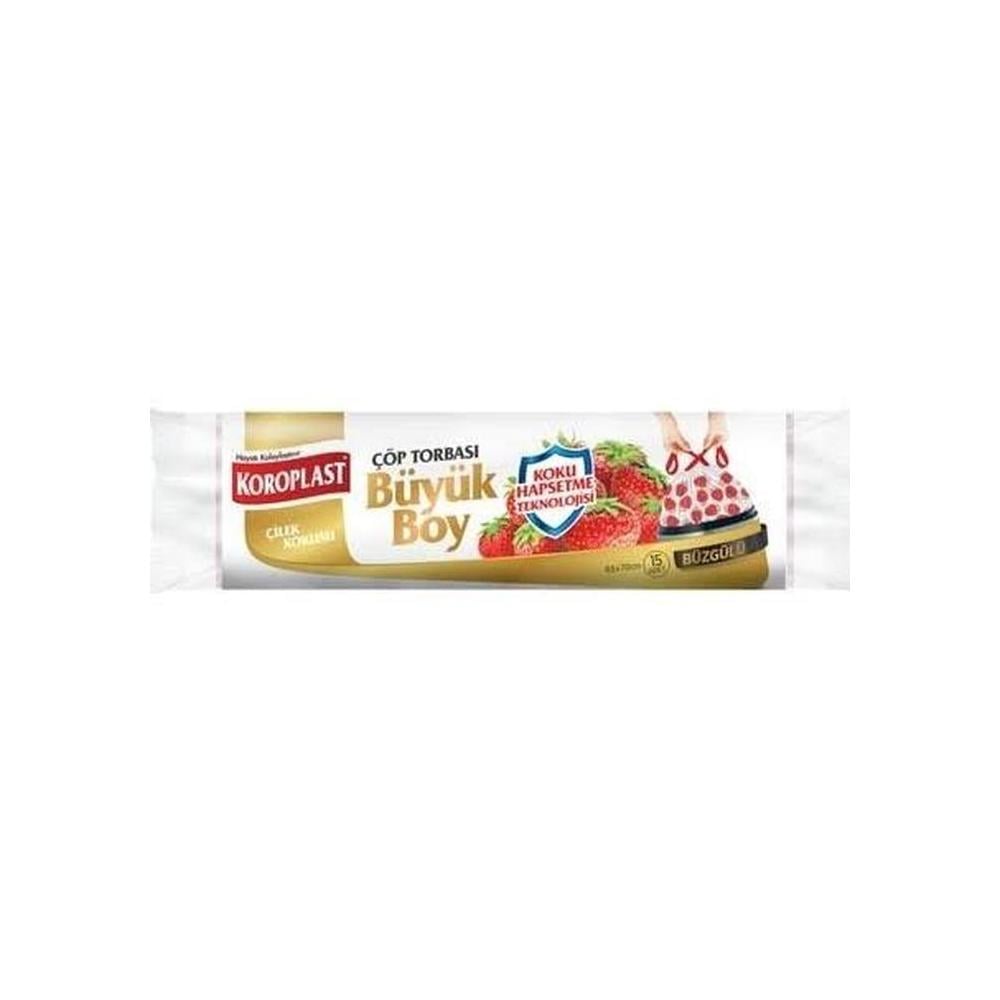 Koroplast Çilekli Büzgülü Büyük Boy Çöp Torbası 65*70