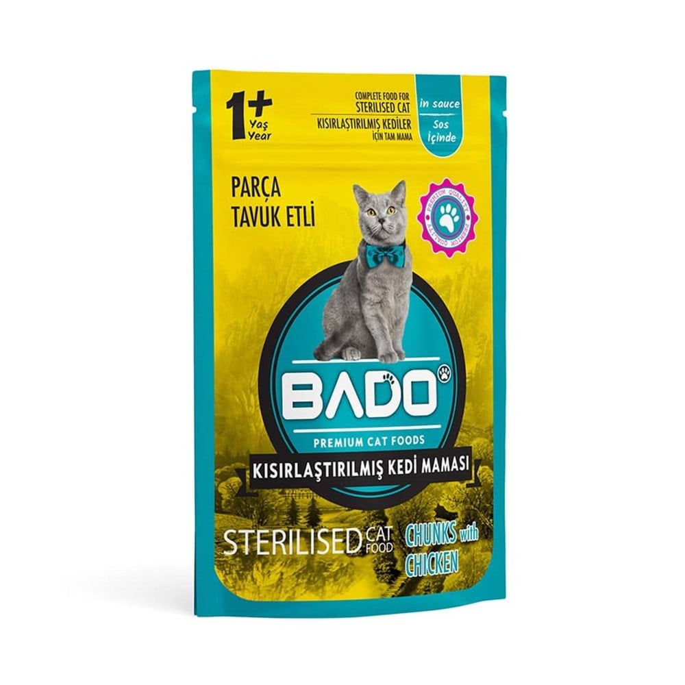 Bado Kedi Yaş Mama Kısırlaştırılmış Parça Tavuk Etli 85 Gr