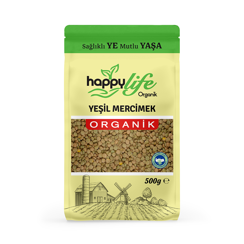 HAPPY LIFE ORGANIK YESIL MERCIMEK 500 GR