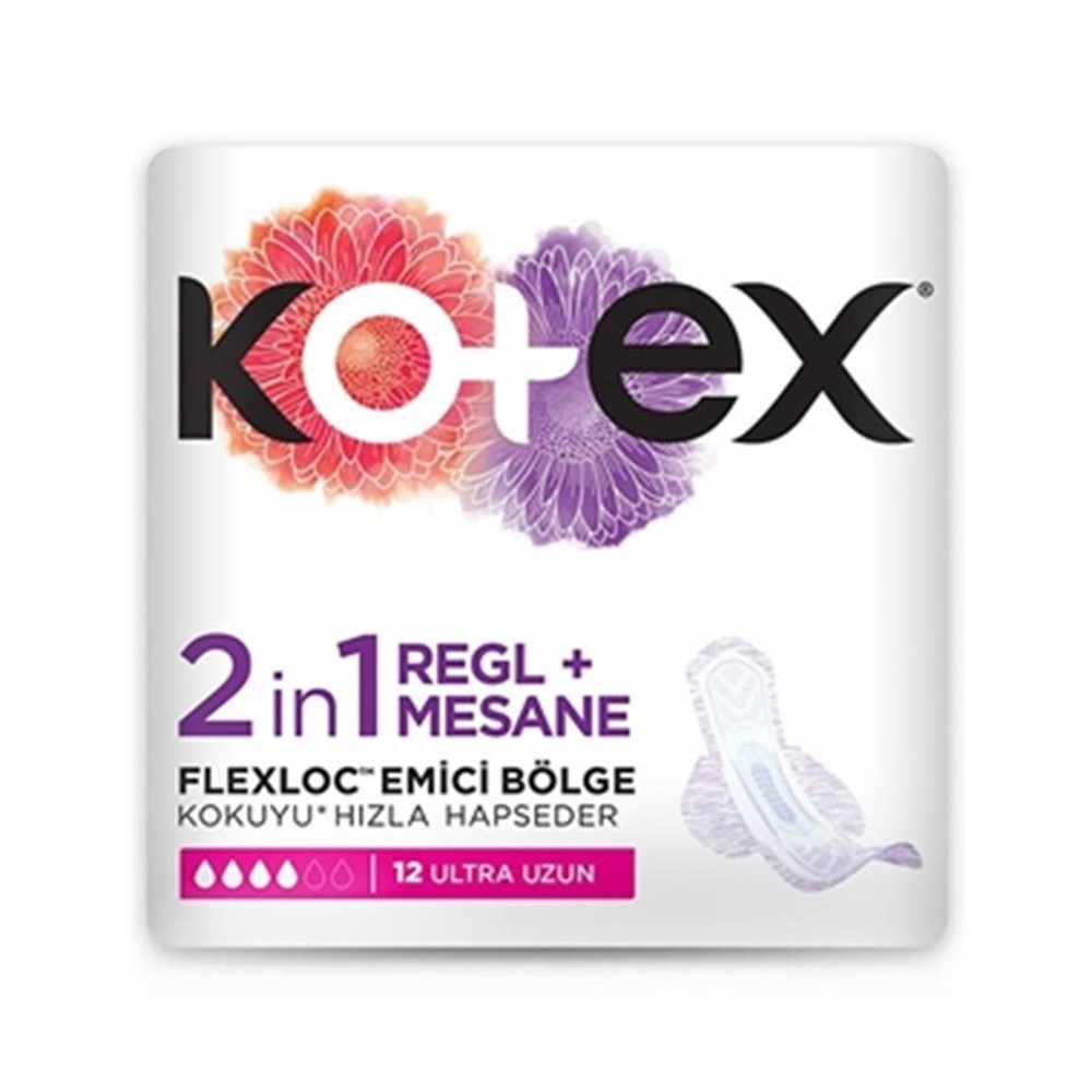 KOTEX 2 IN 1 REGL + MESANE ULTRA UZUN 12 LI
