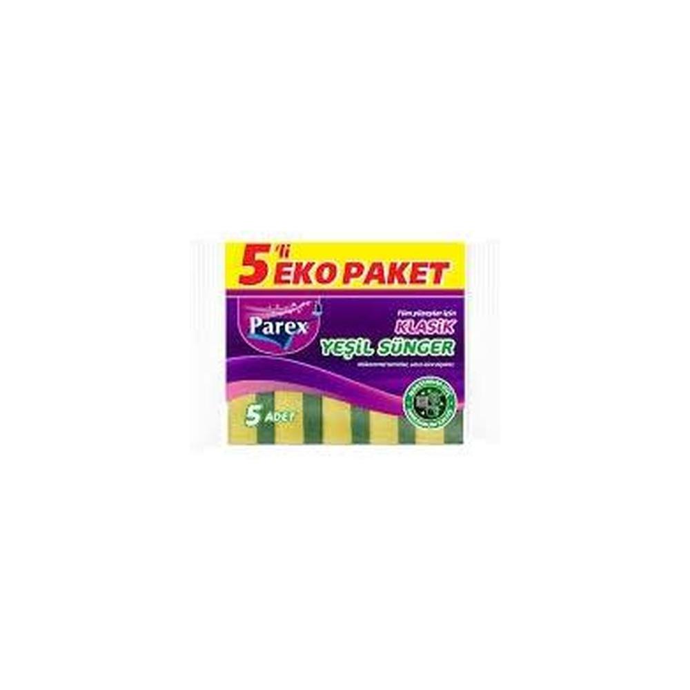 Parex Klasik Yeşil Oluklu Sünger 5'li