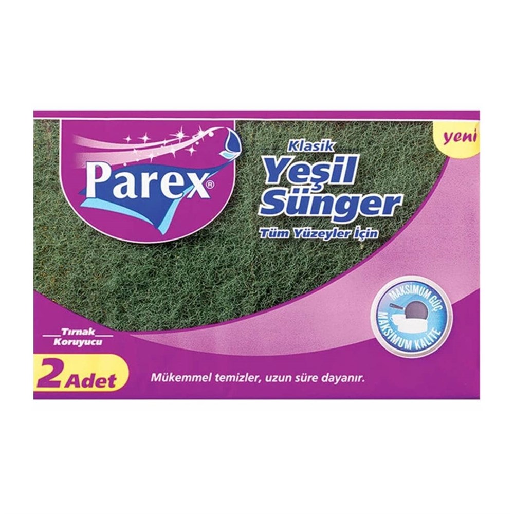 Parex Yeşil Oluklu Klasik Sünger 2'li