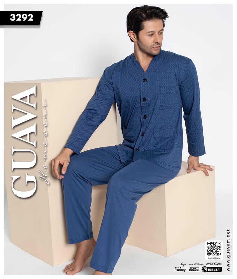 Guava 3292 Erkek Uzun Kollu Önden Düğmeli Pijama Takımı