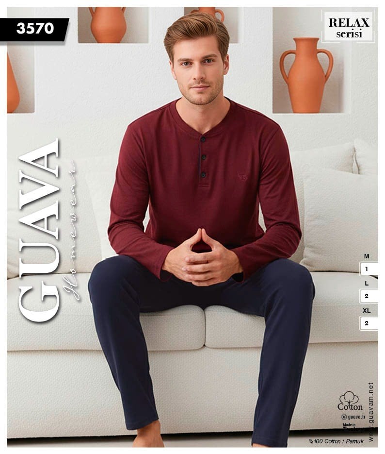 Guava 3570 Erkek Uzun Kollu Pijama Takımı
