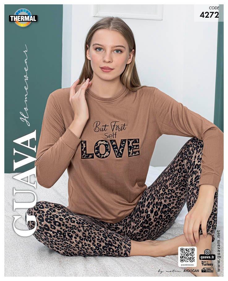 Guava 4272 Kadın Termal Uzun Kollu Pijama Takımı