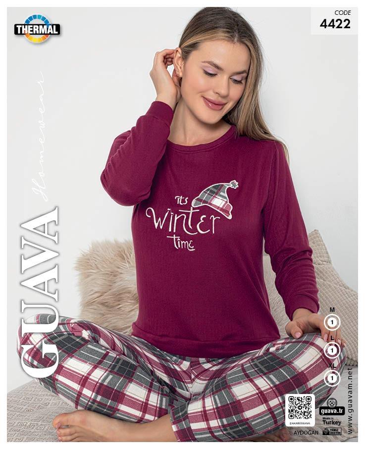 Guava 4422 Kadın Termal Uzun Kollu Pijama Takımı
