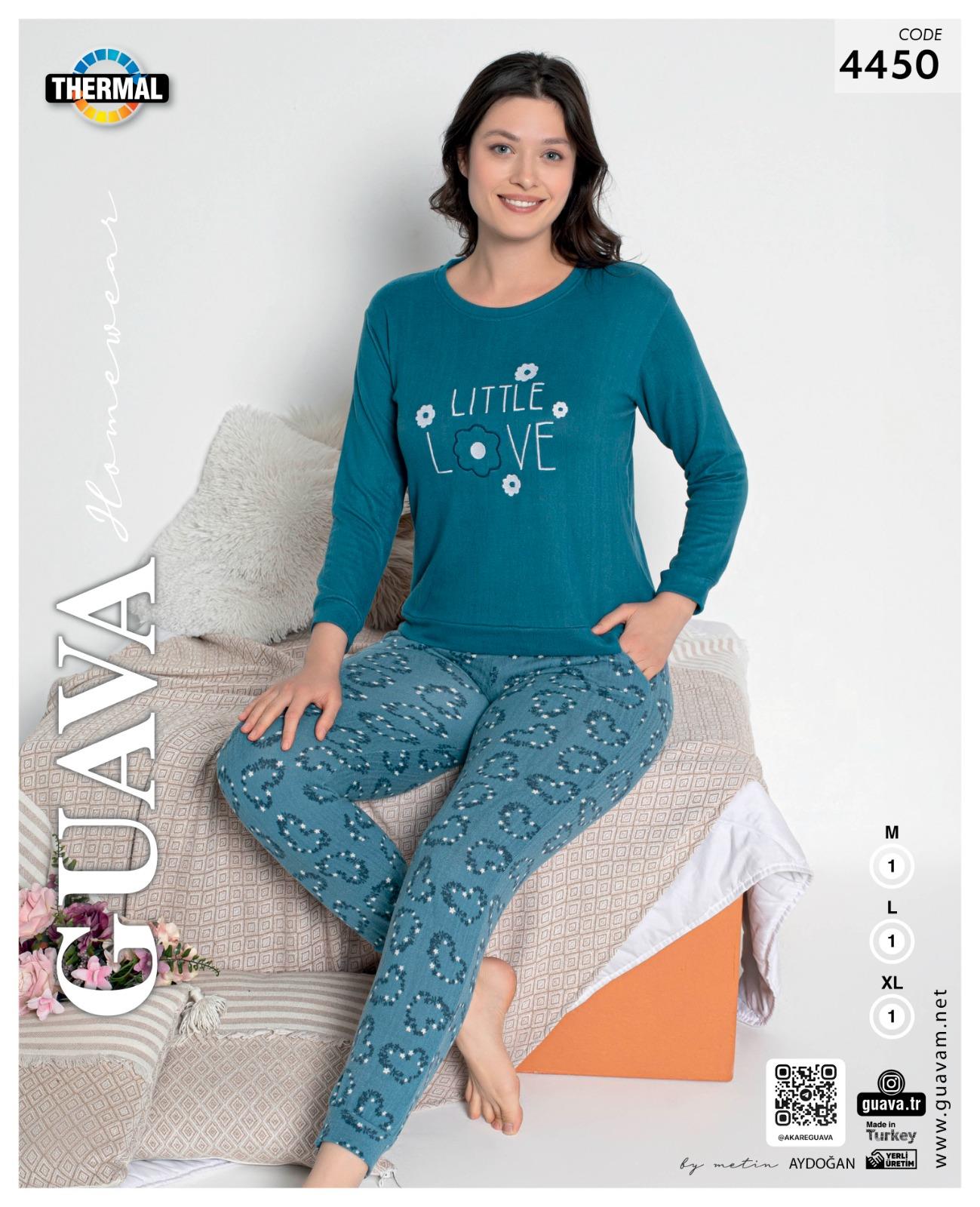 Guava 4450 Kadın Termal Uzun Kollu Pijama Takımı