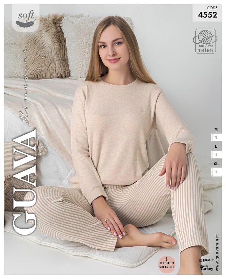 Guava 4552 Kadın Uzun Kollu Triko Pijama Takımı