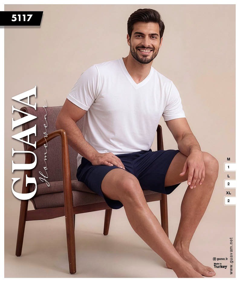 Guava 5117 Erkek Relax Kısa Kol Şortlu Pijama Takımı