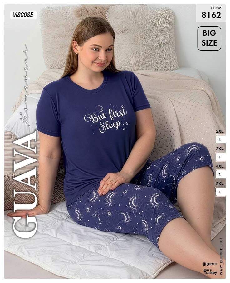 Guava 8162 Kadın Viskon Kısa Kol B.B. Kaprili Pijama Takımı