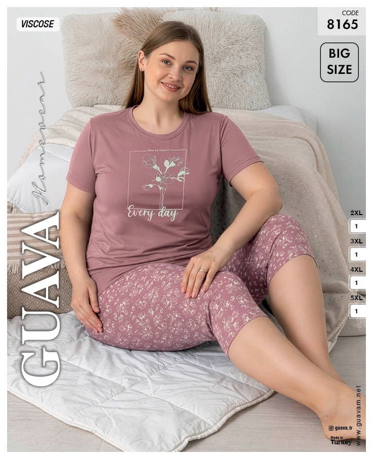 Guava 8165 Kadın Viskon Kısa Kol B.B. Kaprili Pijama Takımı