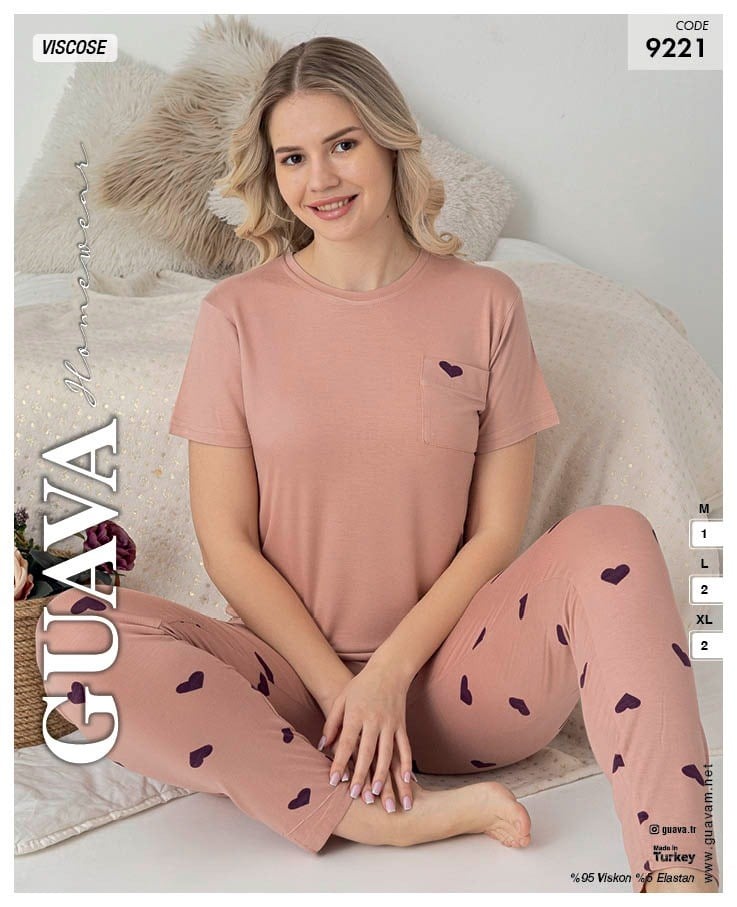 Guava 9221 Kadın Viskon Kısa Kol Pijama Takımı