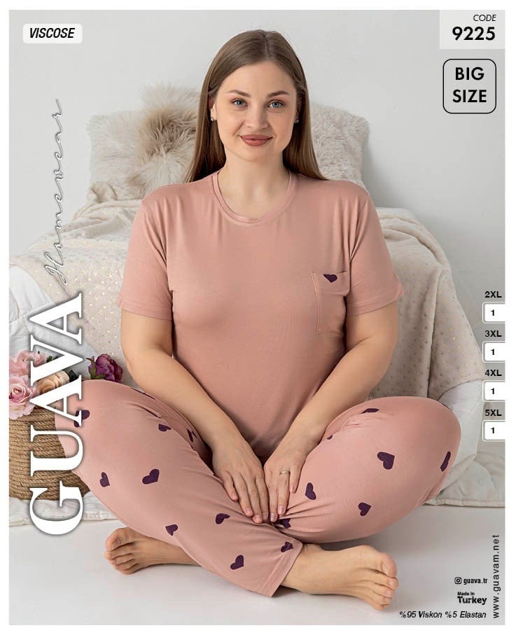 Guava 9225 Kadın Viskon Kısa Kol B.B. Pijama Takımı