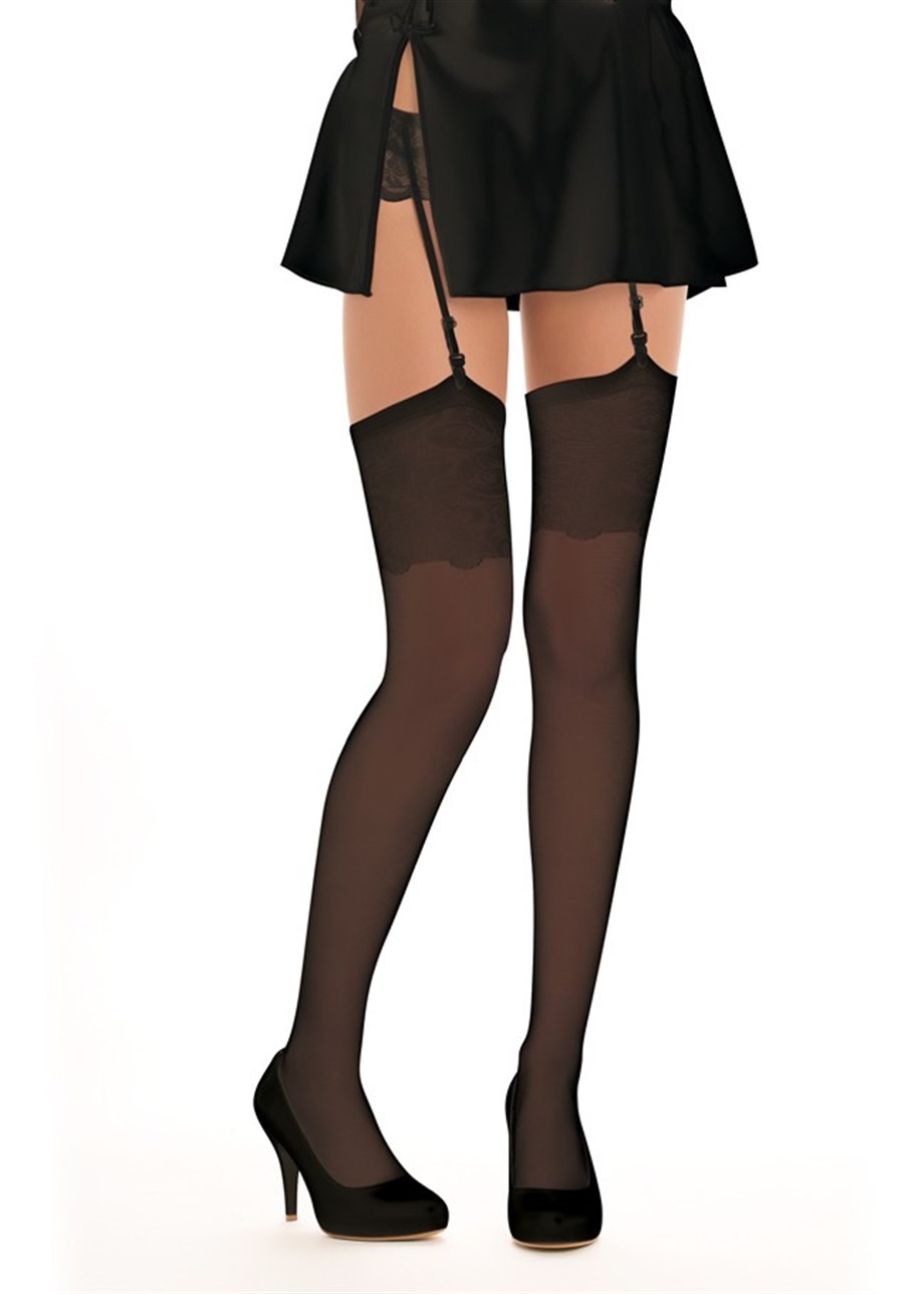 İtaliana (Siyah) Sevgi Gelin Jartiyersiz Çorap 1390