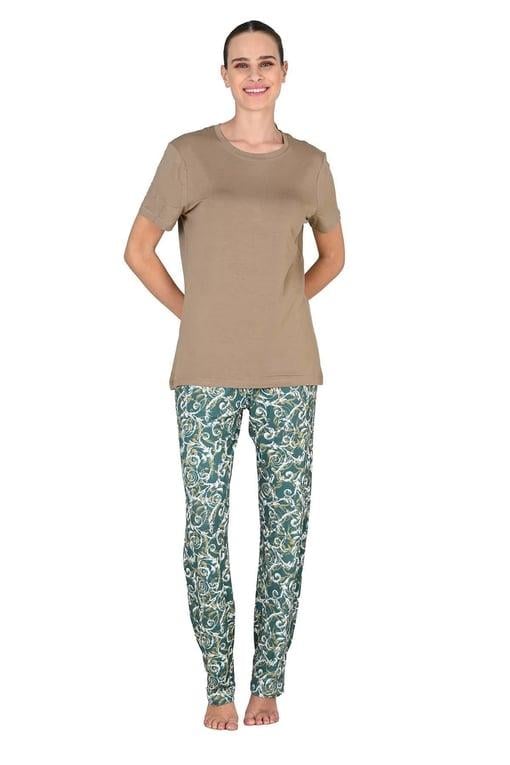 Jiber Açık Kahve Kadın Kısa Kol Pijama Takımı