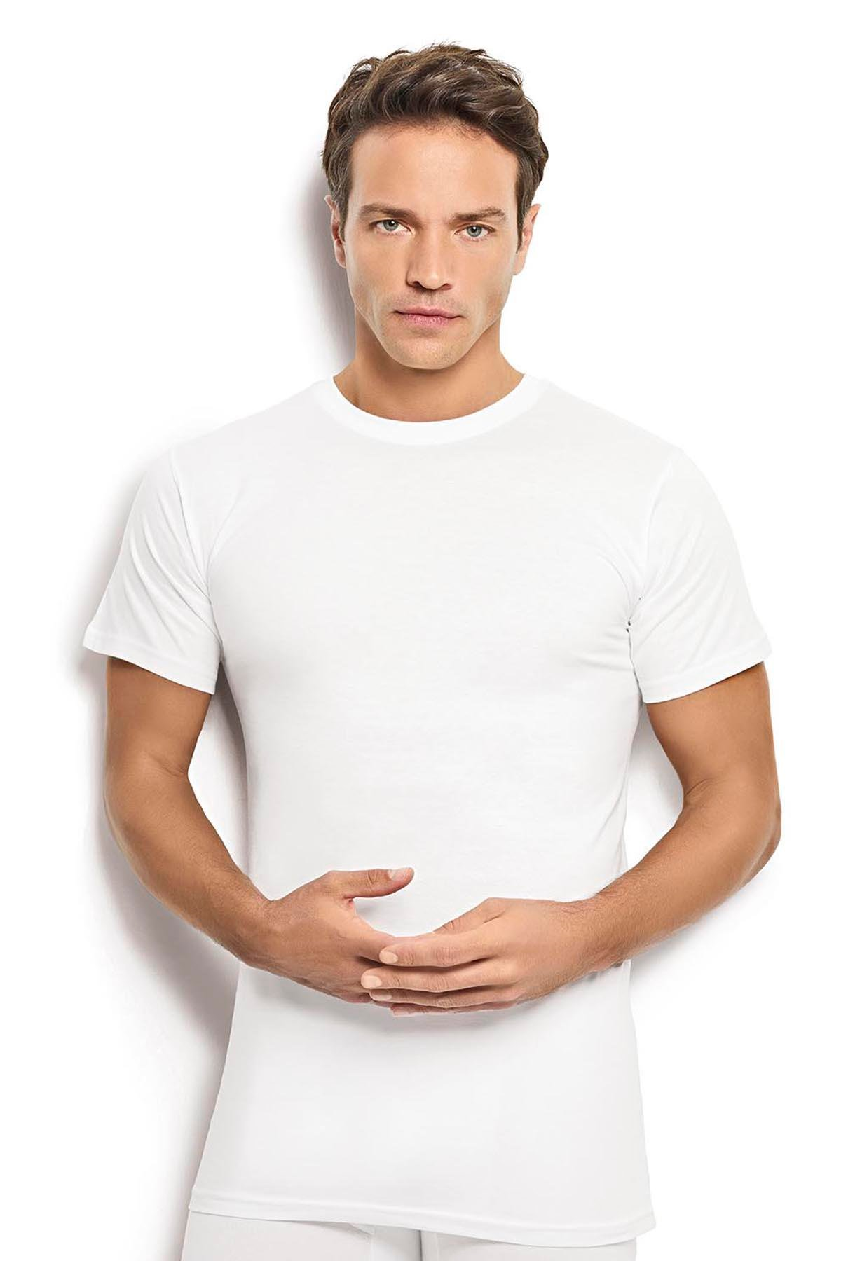 Jiber Erkek Beyaz Pamuklu Sıfır Yaka Fanila Atlet