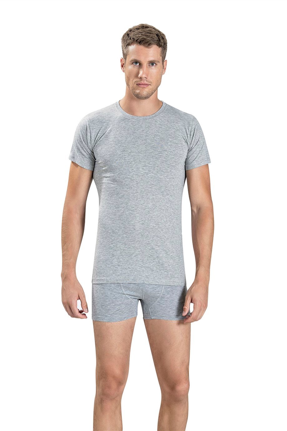 Jiber Erkek (Gri) Sıfır Yaka Pamuklu Yarım Kollu Fanila 111