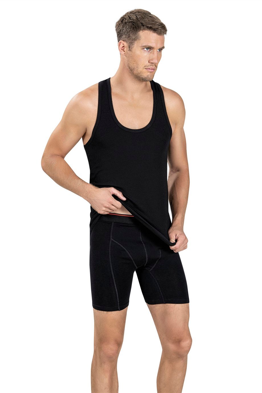 Jiber Erkek (Siyah) Pamuklu Likralı Asklı Atlet 147