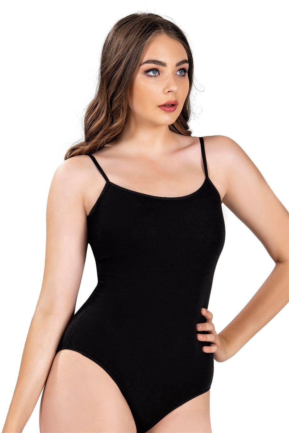 Jiber Kadın (Siyah) İnce Askılı Body 502