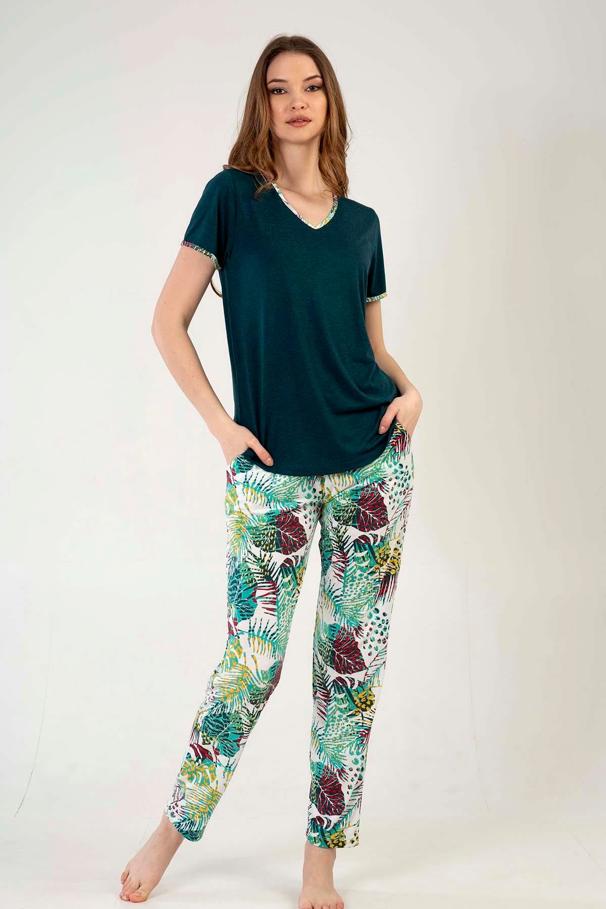 Kezokino 2100860377 Kadın Kısa Kollu Pijama Takımı