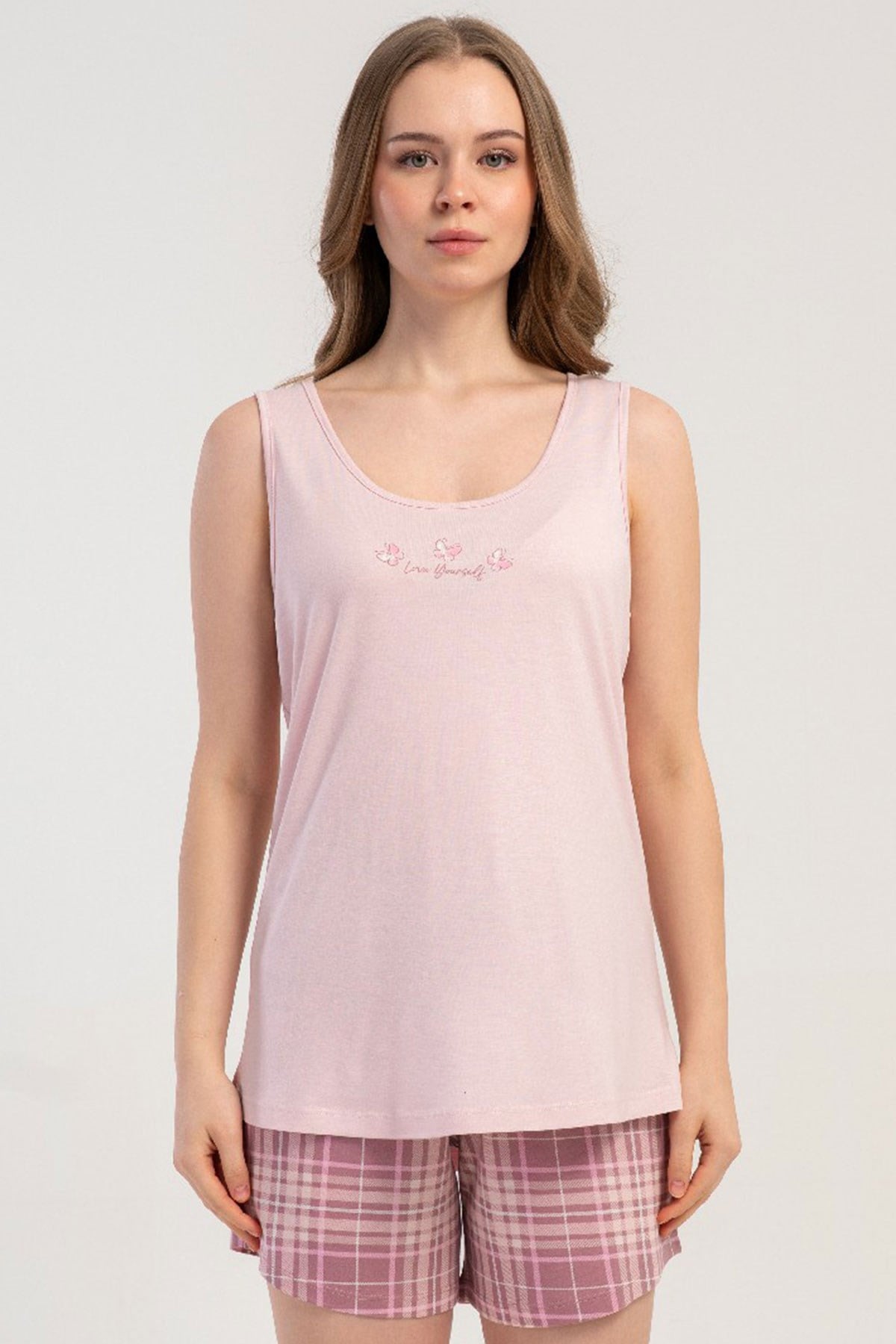Kezokino 5121991276 Kadın Kalın Askılı Şortlu Pijama Takımı