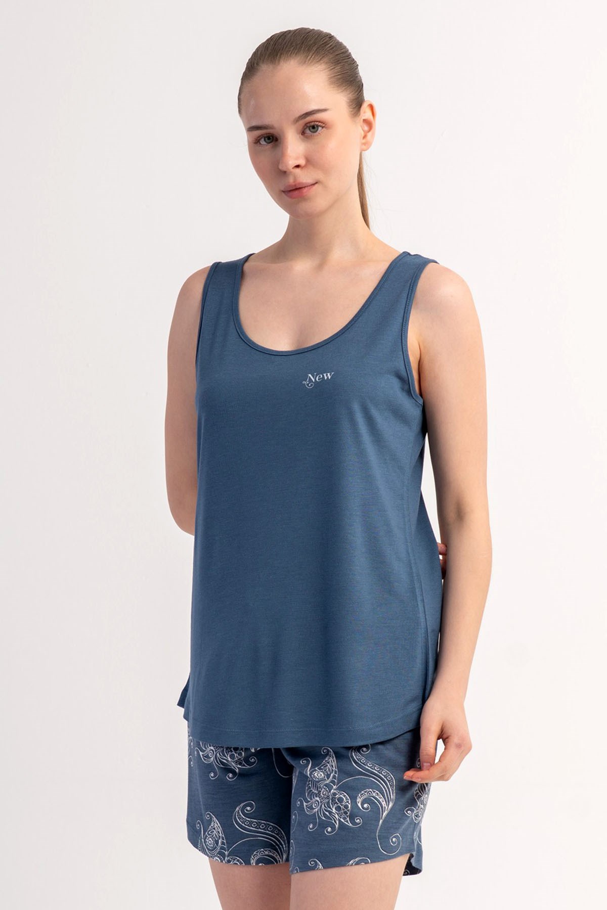 Kezokino 5122071684 Kadın Kalın Askılı Şortlu Pijama Takımı